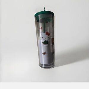 Starbucks Hello Kitty Tumbler with Green Lid and Red Details